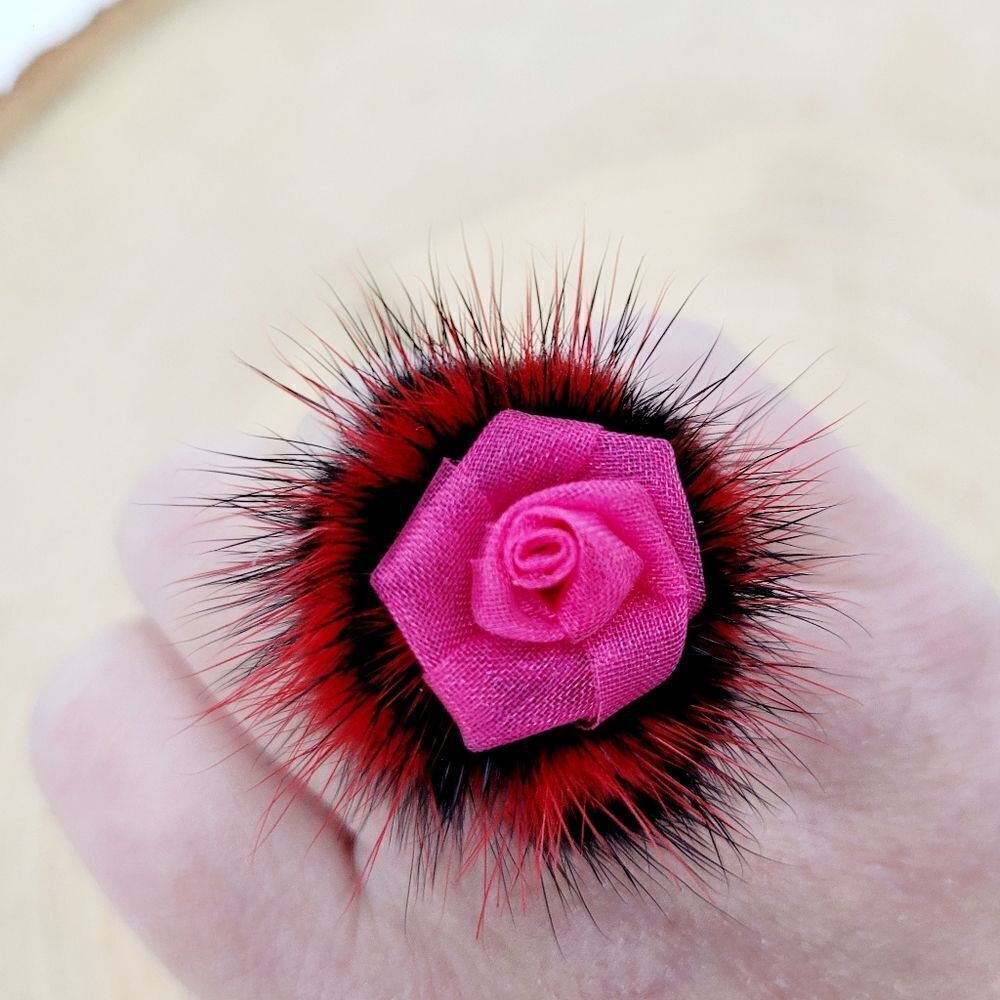 2/$20 Y2K Handmade Pink Rose Fluffy Adjustable Ring